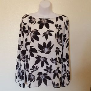 Ann Taylor Factory Pleated Bell Sleeve Blouse
